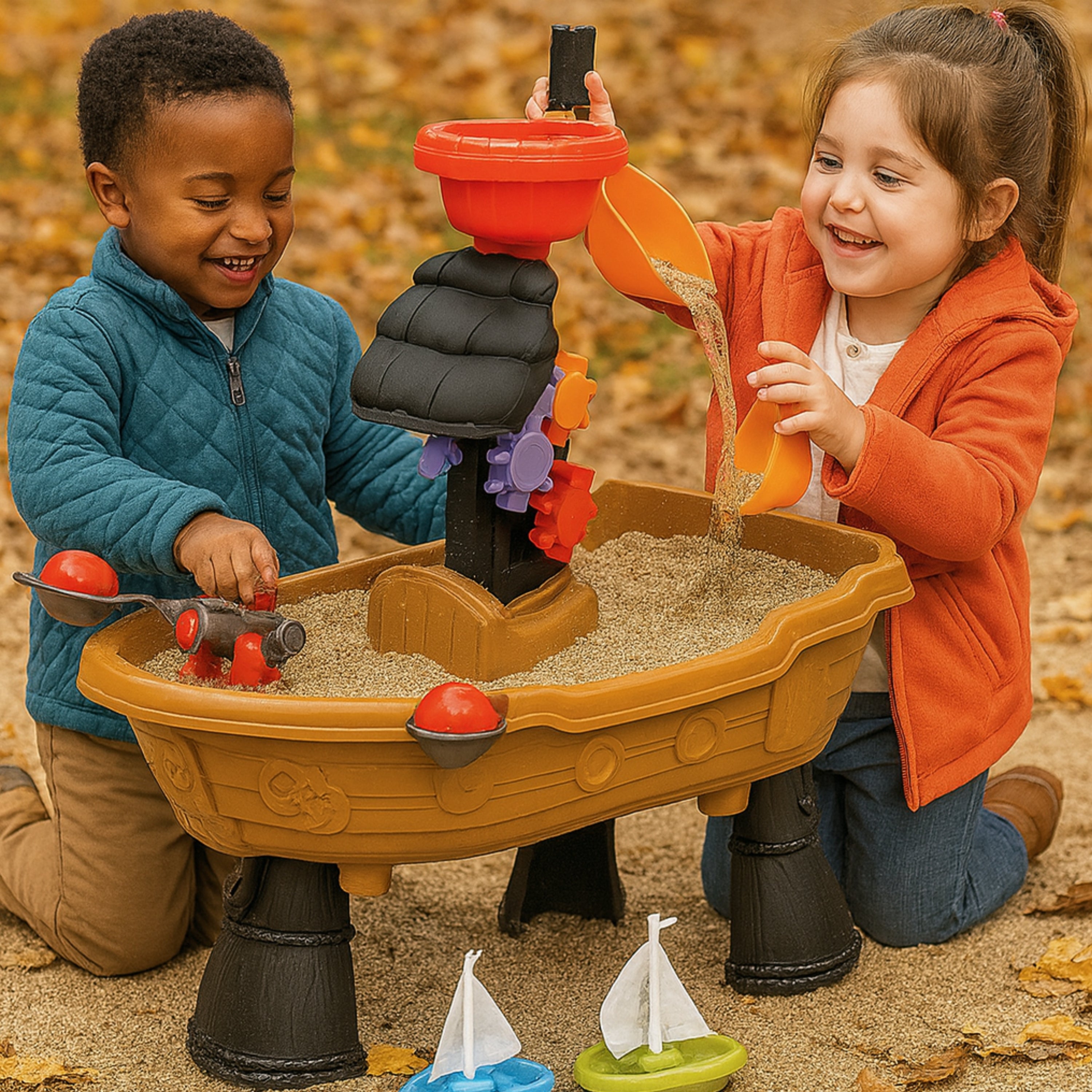 Sensory Voyage Sand & Water Table – Indoor/Outdoor Ship-Themed Water Play Table for Toddlers 18+ Months