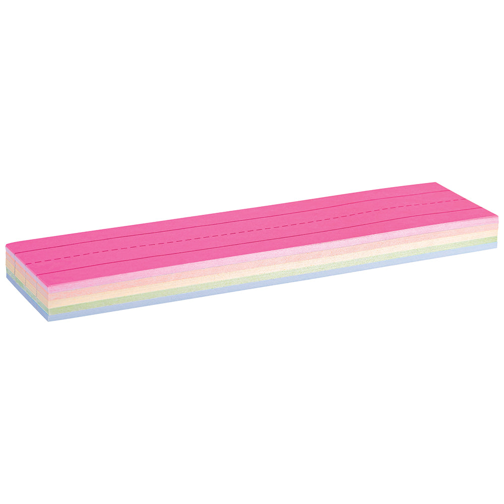 3"x12" Mini Sentence Strips | 100-Pack Double-Sided Ruled in Assorted Colors