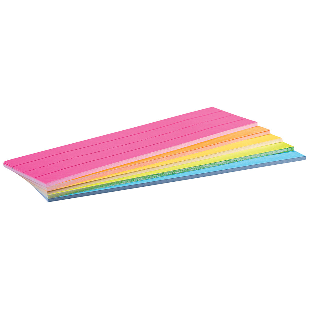 3"x12" Mini Sentence Strips | 100-Pack Double-Sided Ruled in Assorted Colors