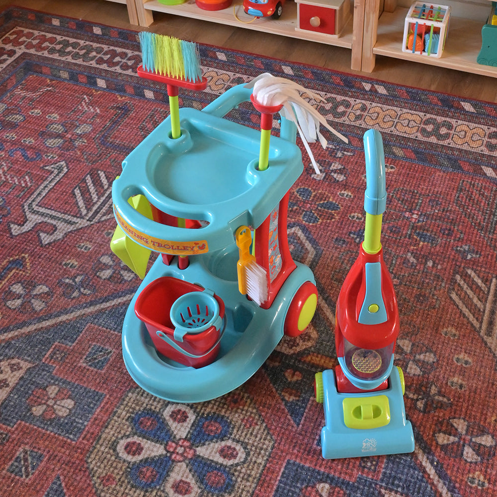 Little Helper Cleaning Set | 12-Piece Toy Kit with Motorized Vacuum & Rolling Cart