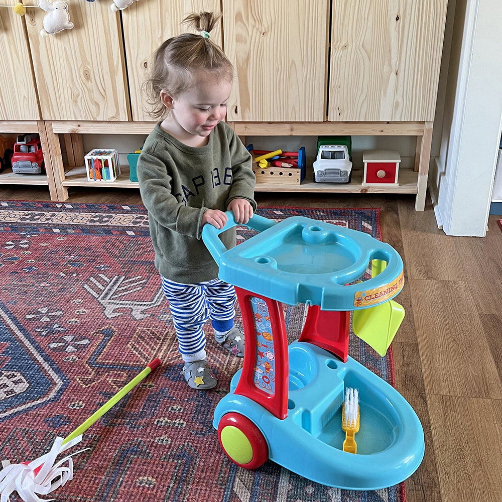Pushing the Cleaning Trolley
