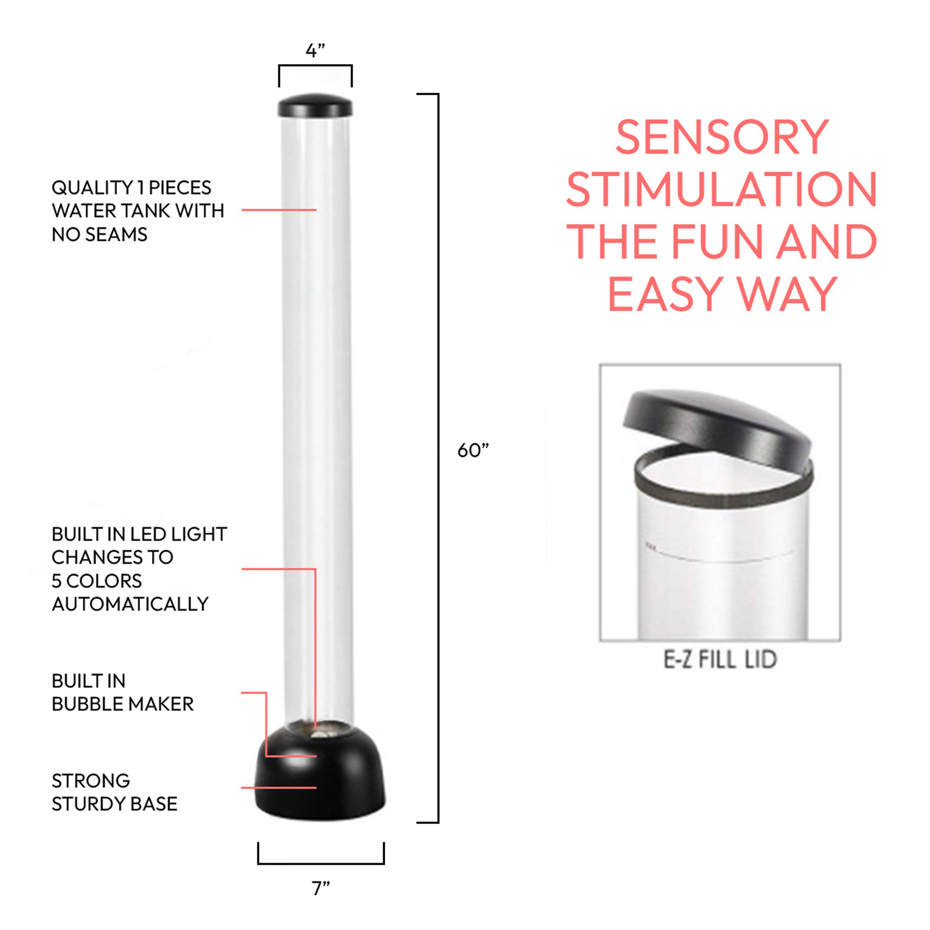 Product description with dimensions and features on a white background