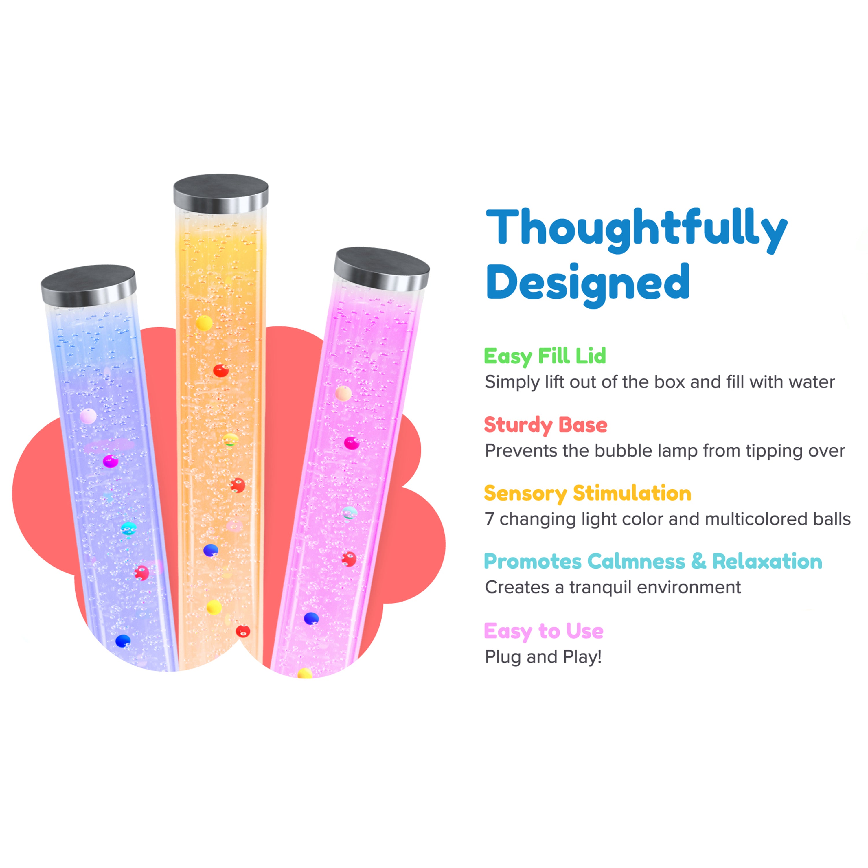 2ft Color Changing Bubble Tube with Balls