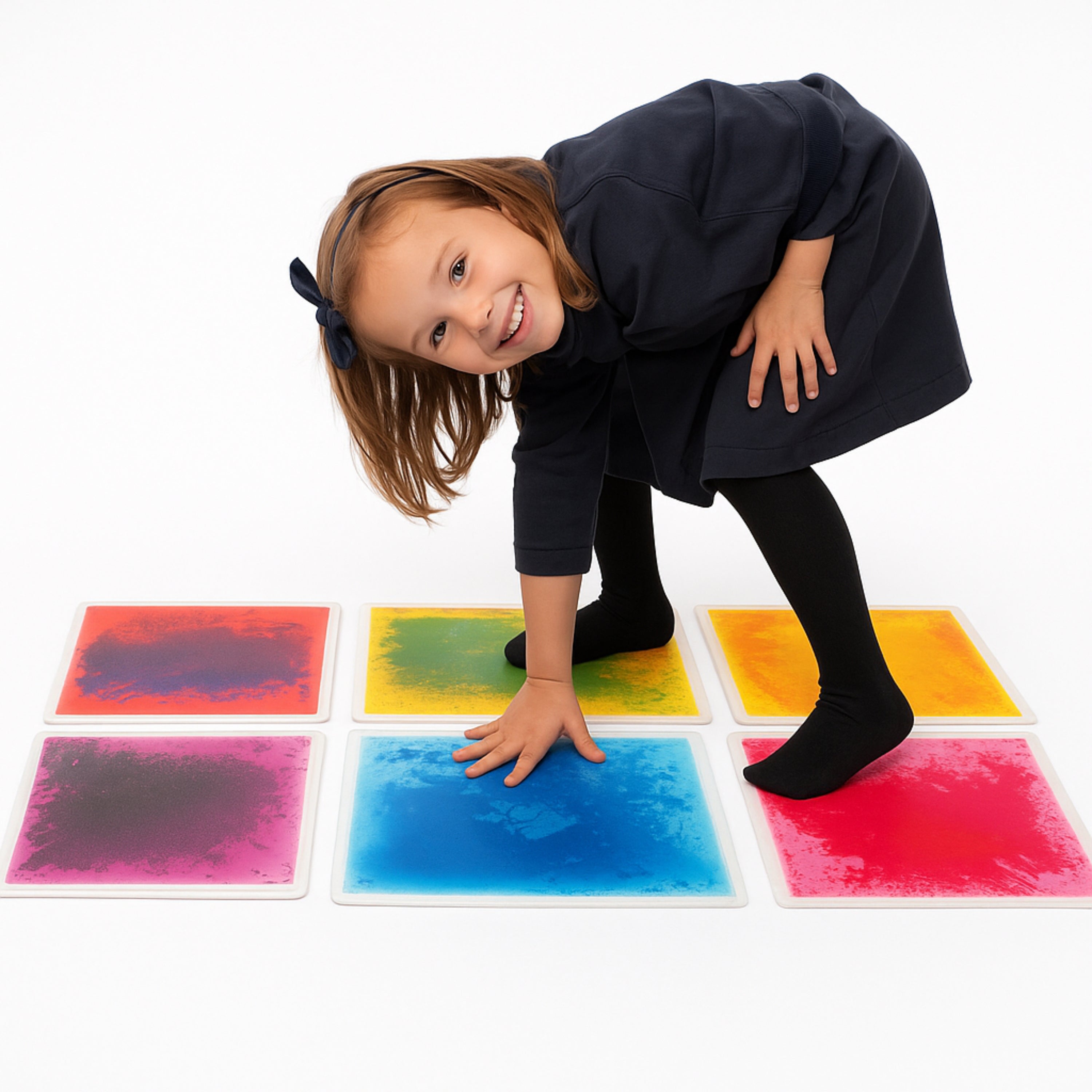12" Classic Liquid Floor Tiles | 6-Pack Pressure-Activated Sensory Movement Mats