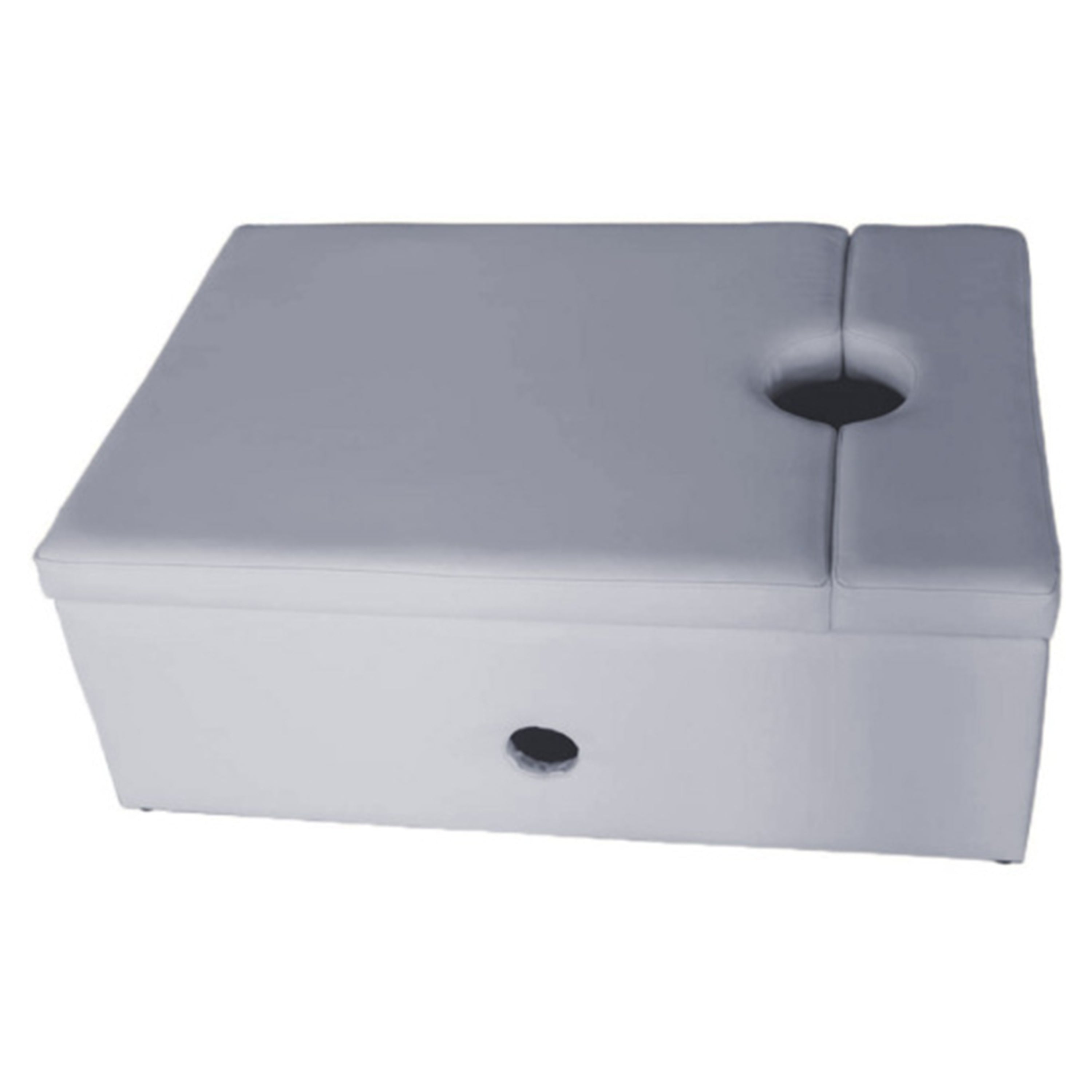 Gray plastic ottoman on a white background