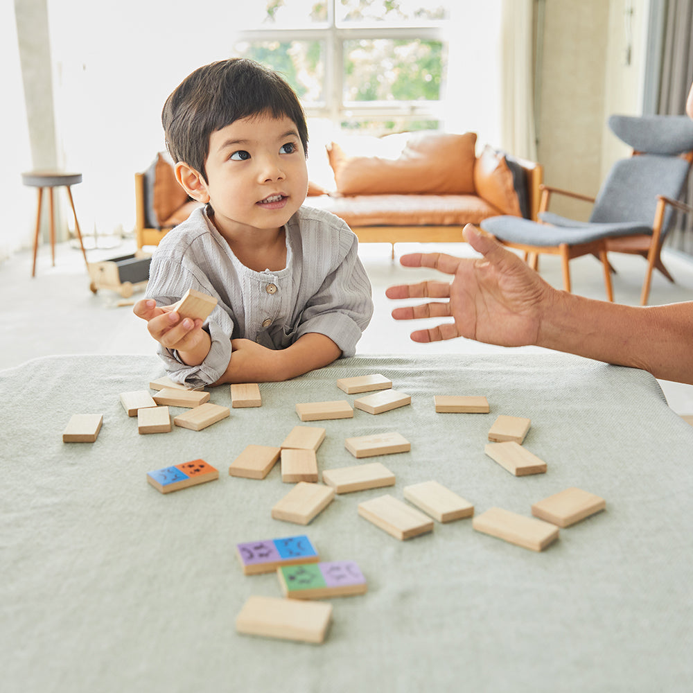 Teaching kids to play dominoes