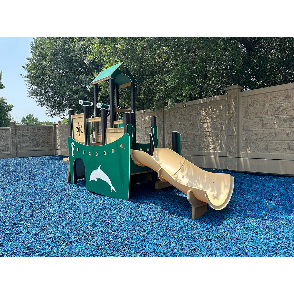 View of Slide on Beach Boat Themed Preschool Playground Equipment