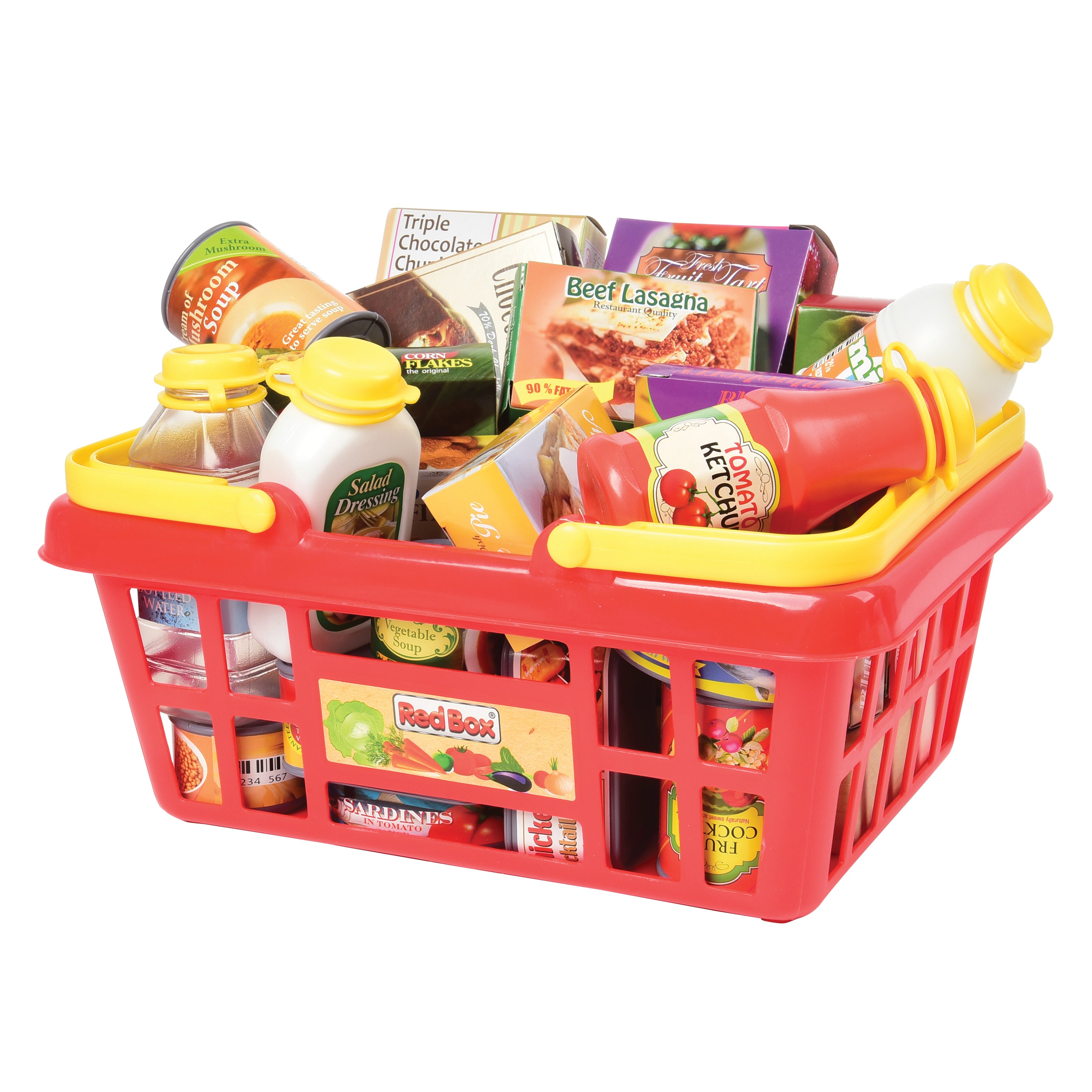 Shopping Basket with Play Food | 23-Piece Pretend Grocery Set