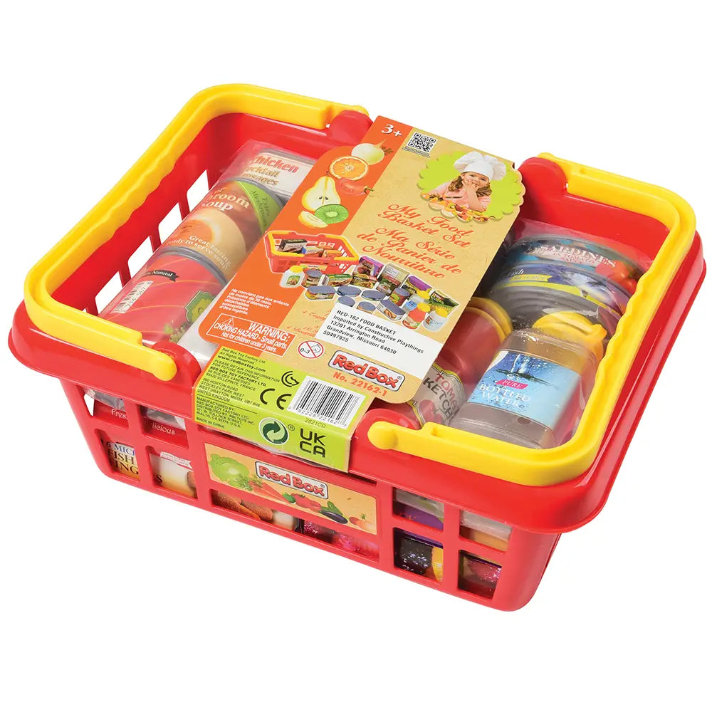 Shopping Basket with Play Food Packaging