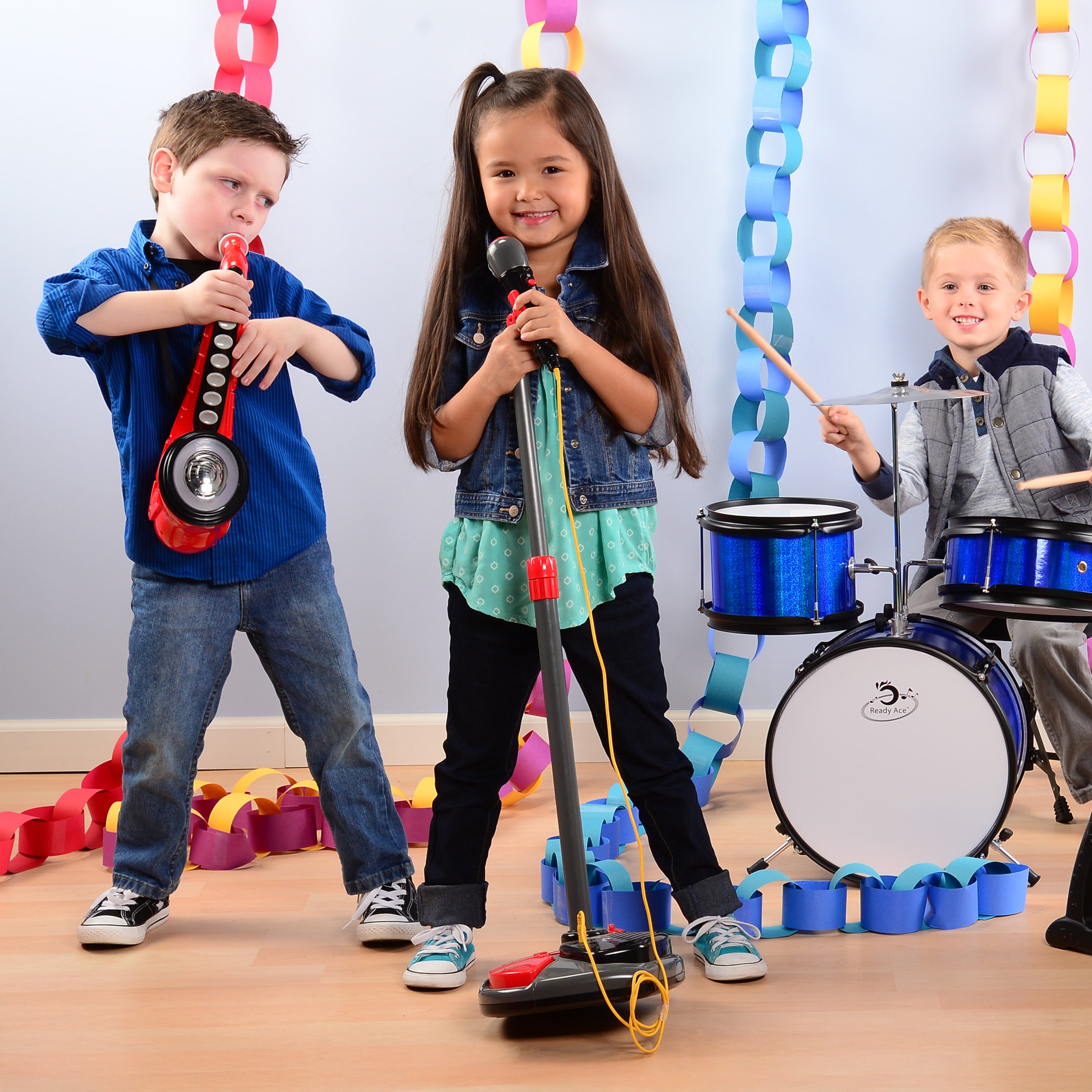 Stage Microphone with Sound Effects & Foot Pedals | Adjustable Stand, Applause, Drum Sounds