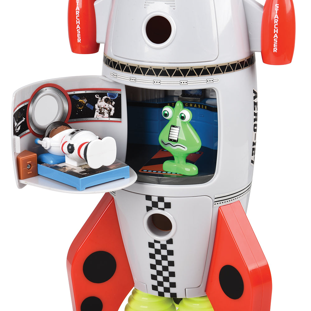 Inside Look of Space Mission Rocket Ship with Friendly Alien