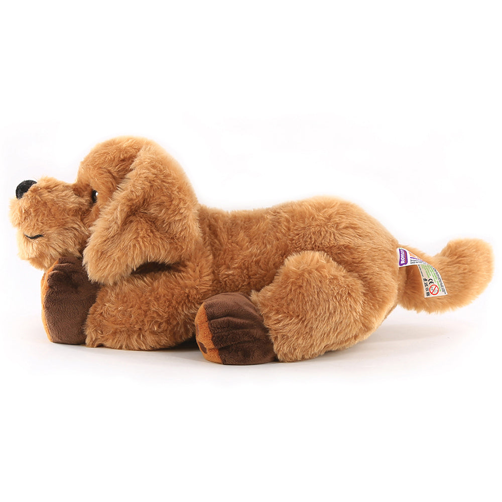Side View of Weighted Plush Theo the Dog