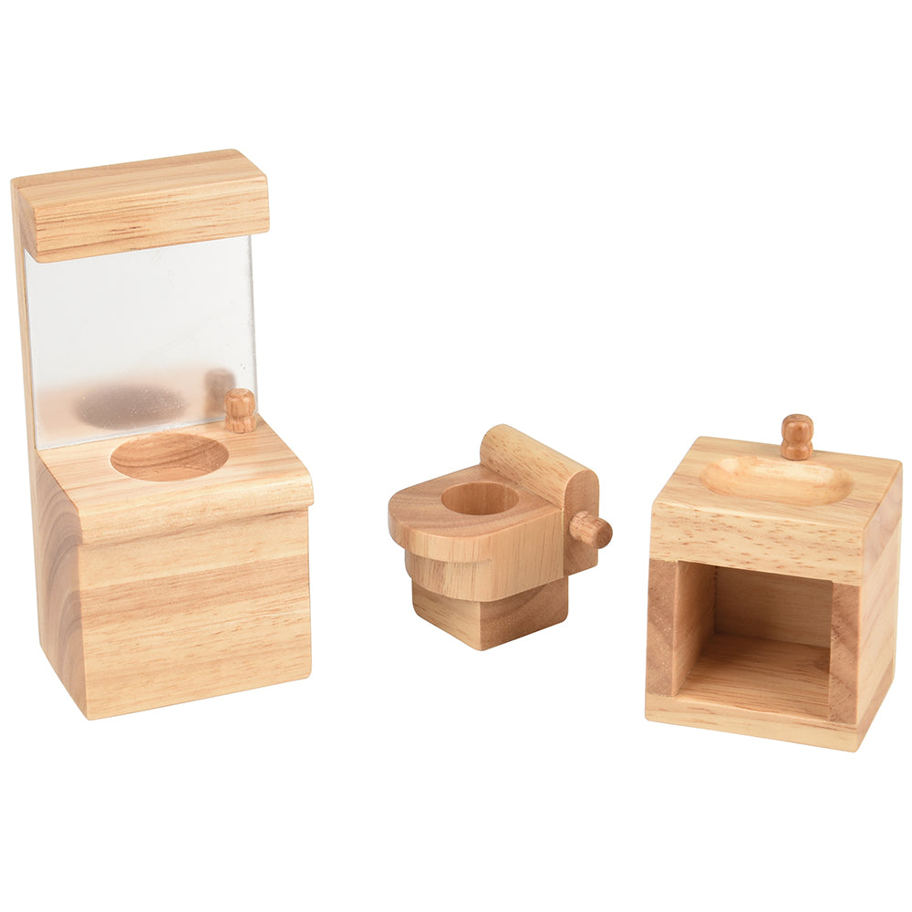 Hardwood Dollhouse Bathroom Furniture Set