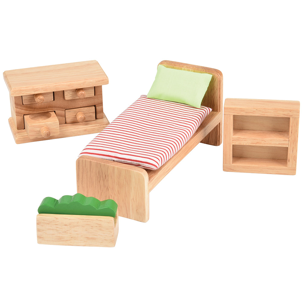 Hardwood Dollhouse Bedroom Furniture Set