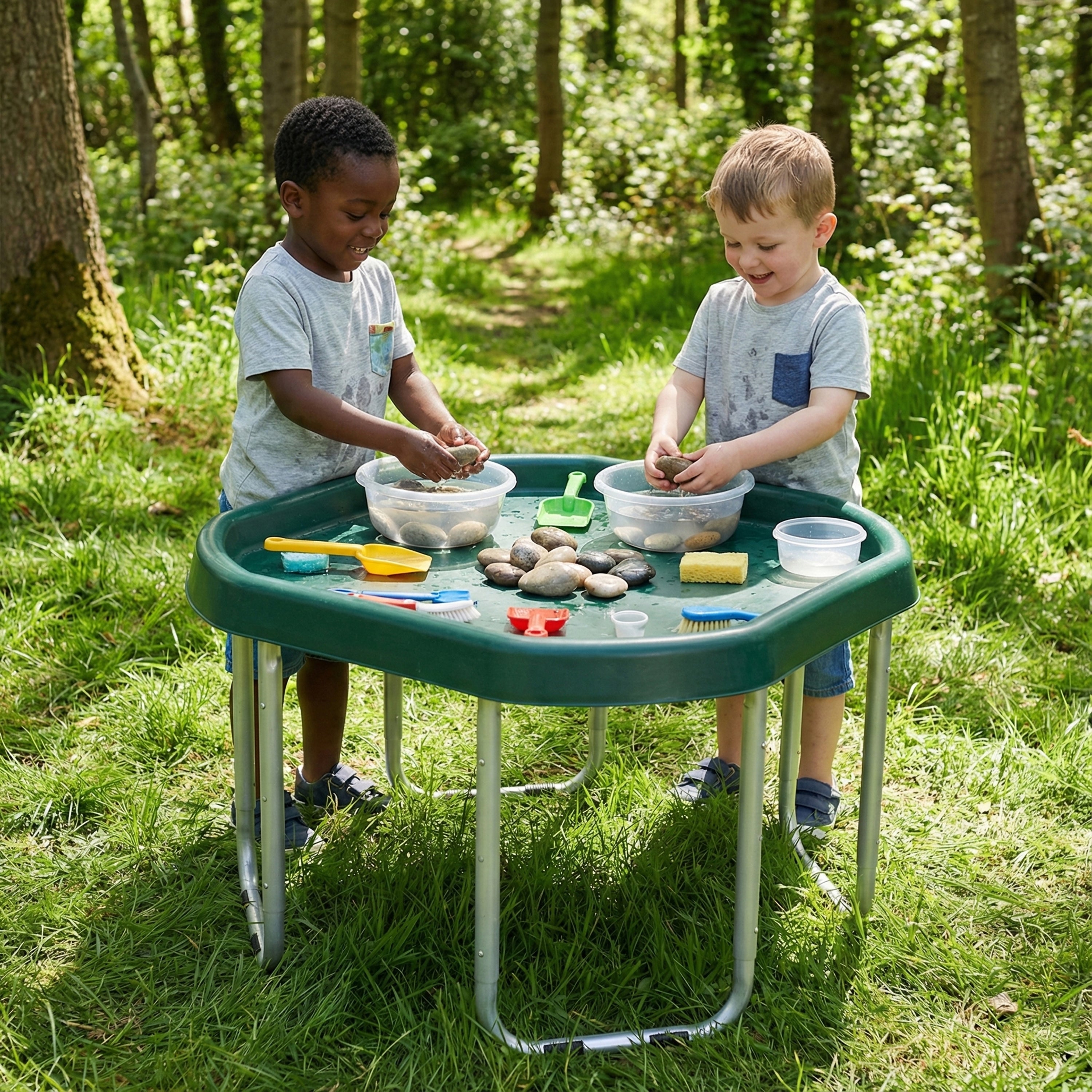 Junior Adjustable Activity Table with Sensory Tray | 28" Round Water, Sand & Art Play Station