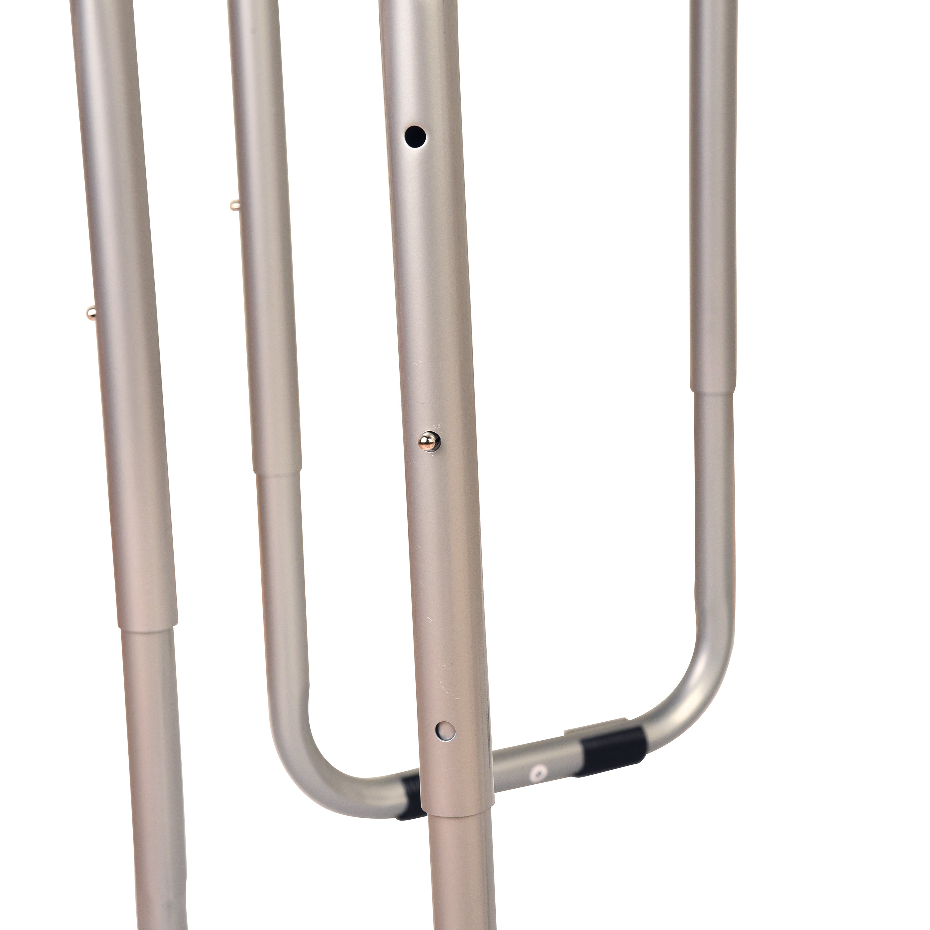 Metallic frame of sensory tray stand on a white background