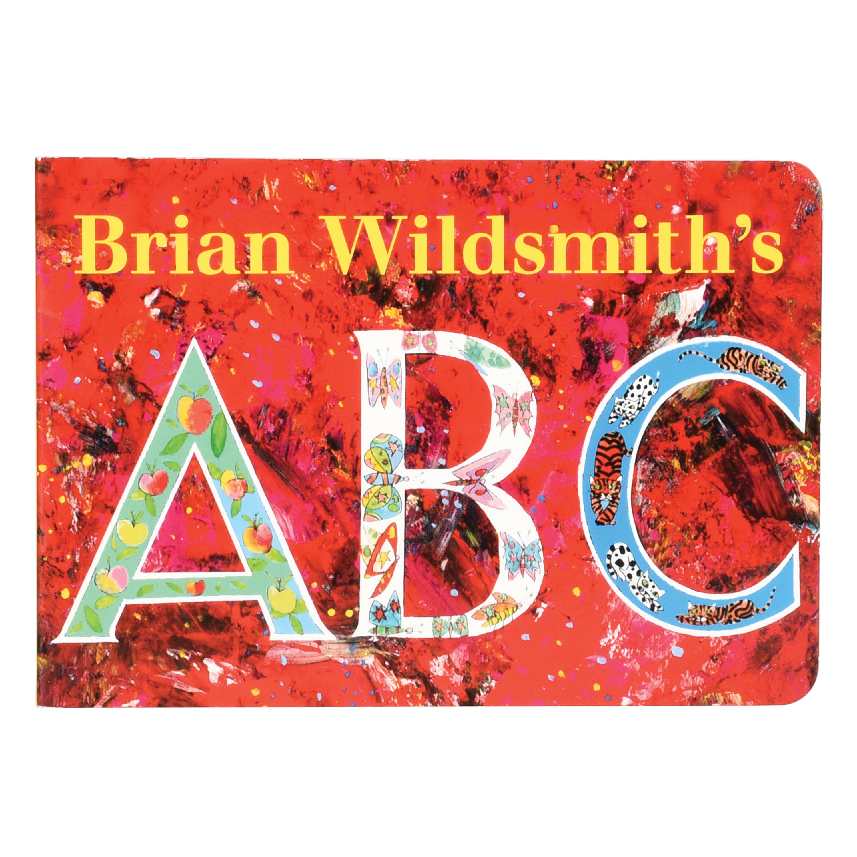Brian Wildsmith's ABC children's book cover, featuring a vibrant red textured background with yellow title text and large decorative letters A, B, and C filled with colorful patterns.