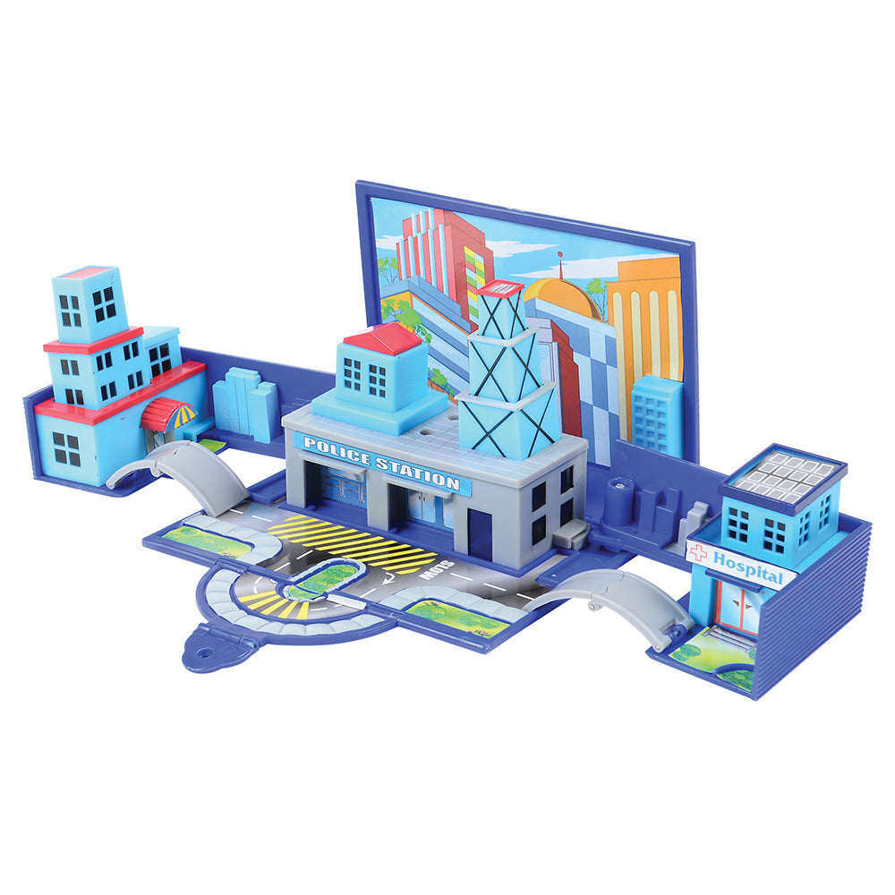 Police-themed Cars with Pop-up Cityscape