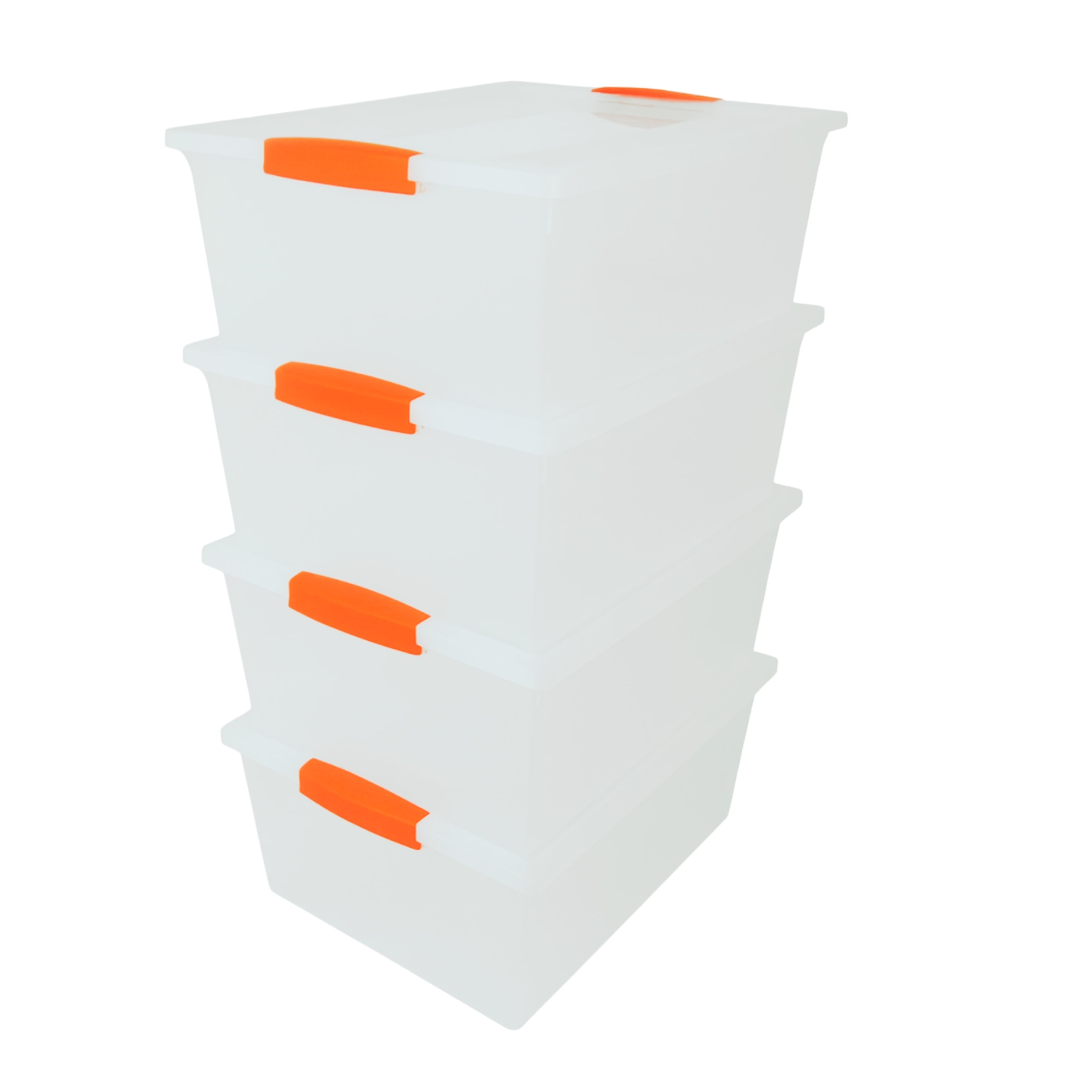 Snap Handle Storage Tote with Latching Lid – Stackable Plastic Organizer Bin for Home, Classroom, Office, Toys, Crafts – 14.25" x 11.5" x 5.75"