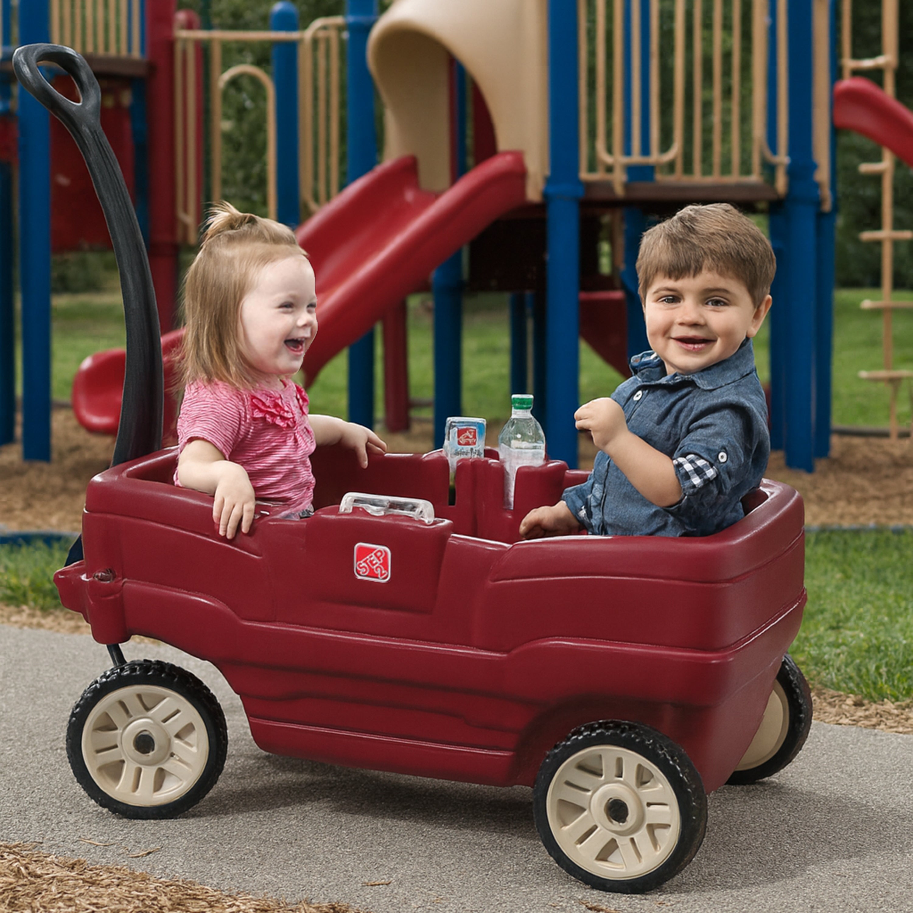 Step2 Rumble Wagon™ | Sturdy 2-Seater Toddler Ride-On Wagon with Safety Seatbelts & Storage