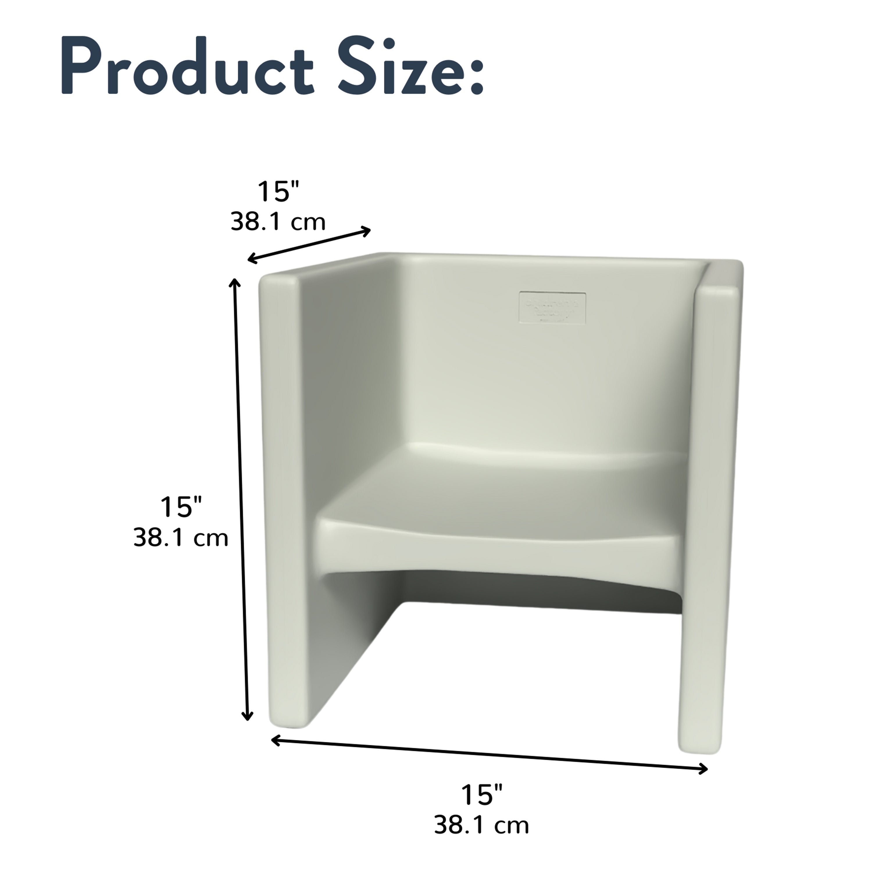 Corner seat with dimensions labeled on a white background
