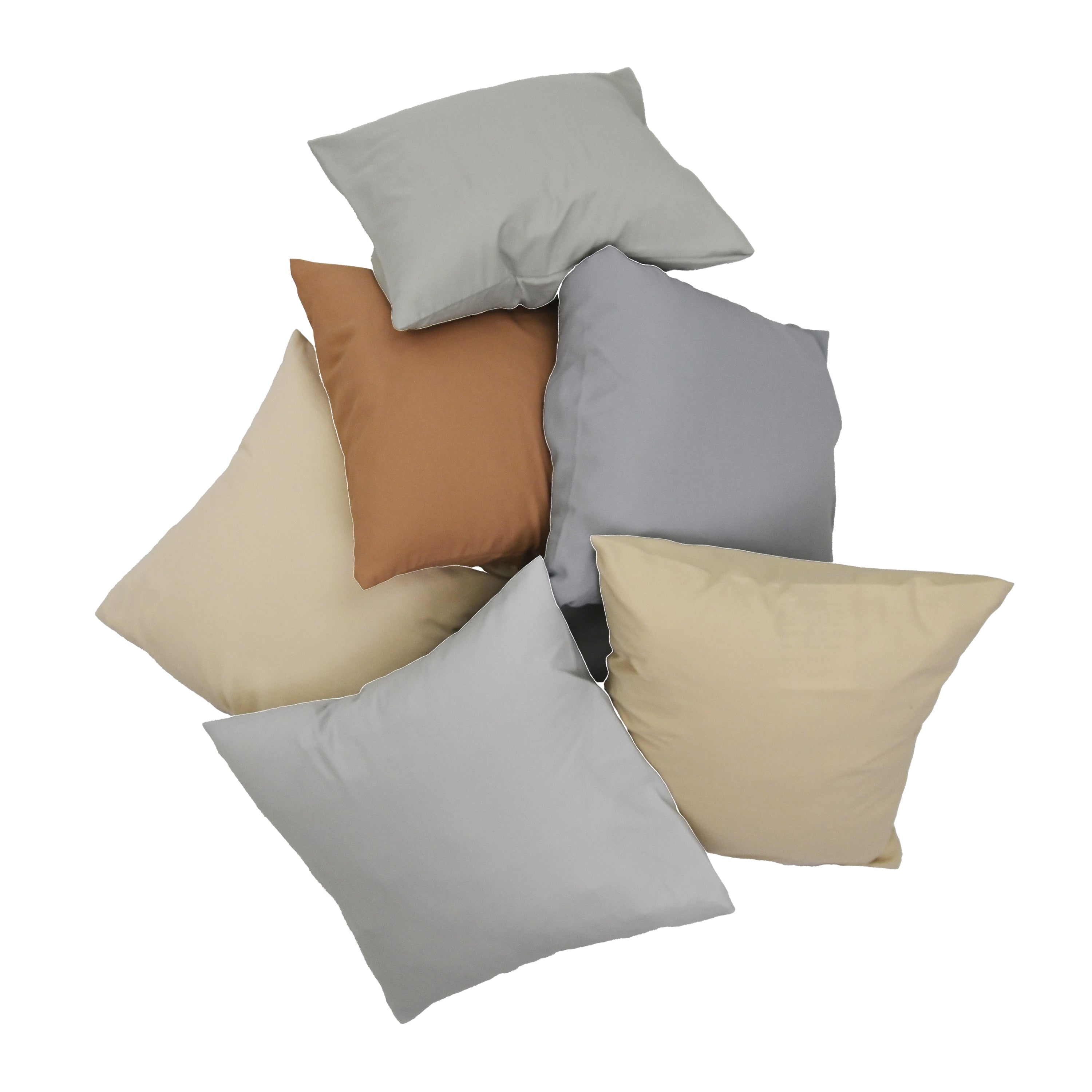 Set of multicolored pillows on a white background