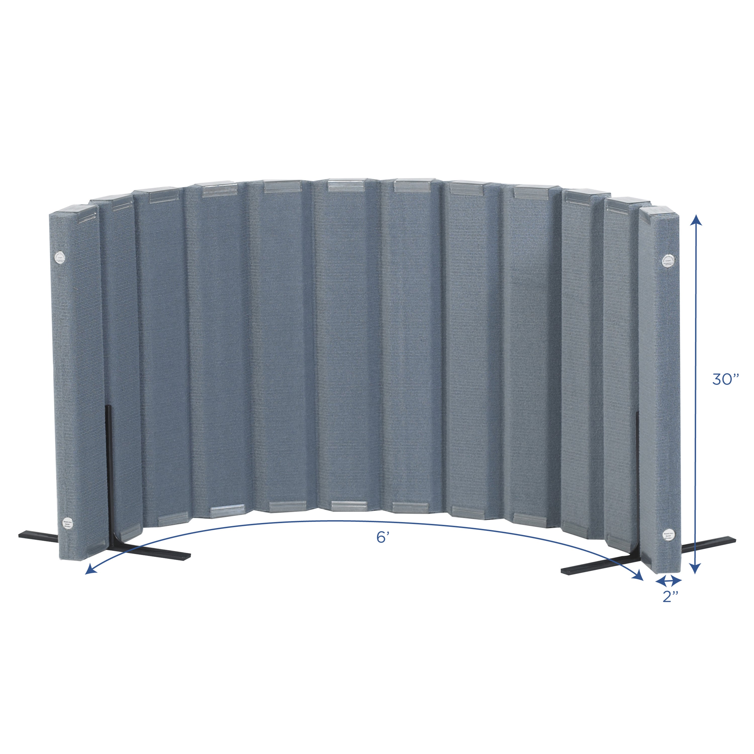 Gray soundproofing panel with dimensions on a white background