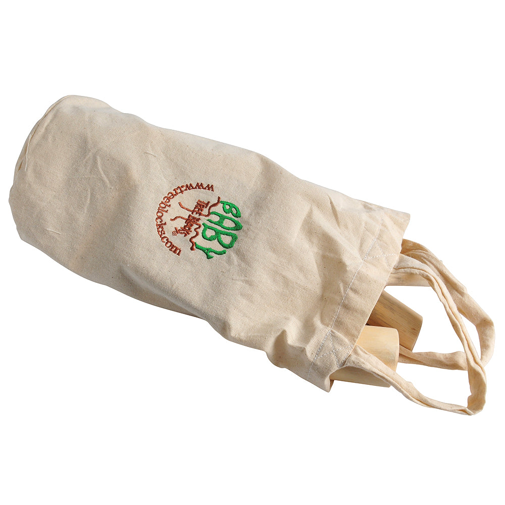 Storage Bag for Baby Tree Blocks | 12-Piece Eco-Friendly Wooden Building Set with Natural Barkless Finish