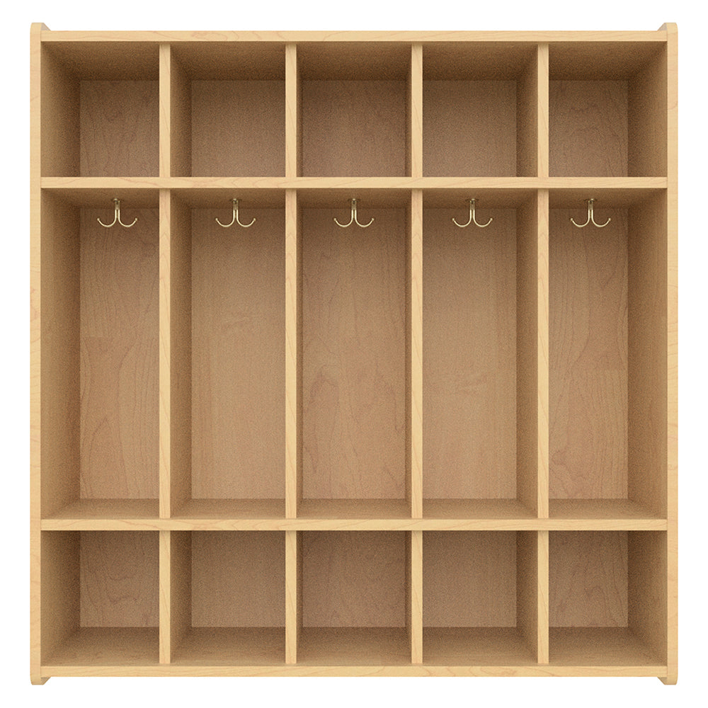 Tot Mate® 5-Section Preschool Locker with Cubbies, Coat Hooks & Shoe Storage | Maple Finish