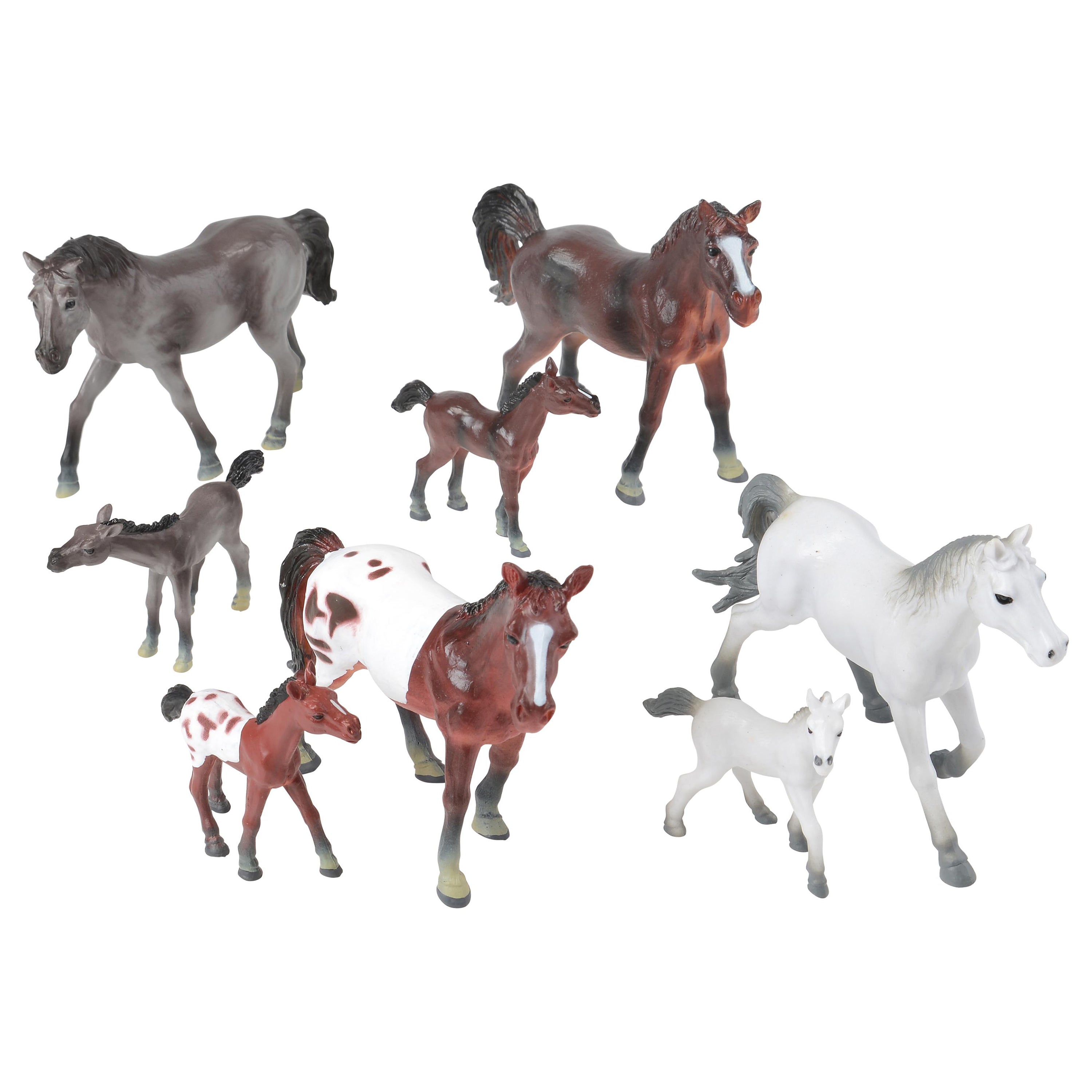 Deluxe Horse Stable Play Set | 4 Horses, 4 Ponies, White Corral & Accessories