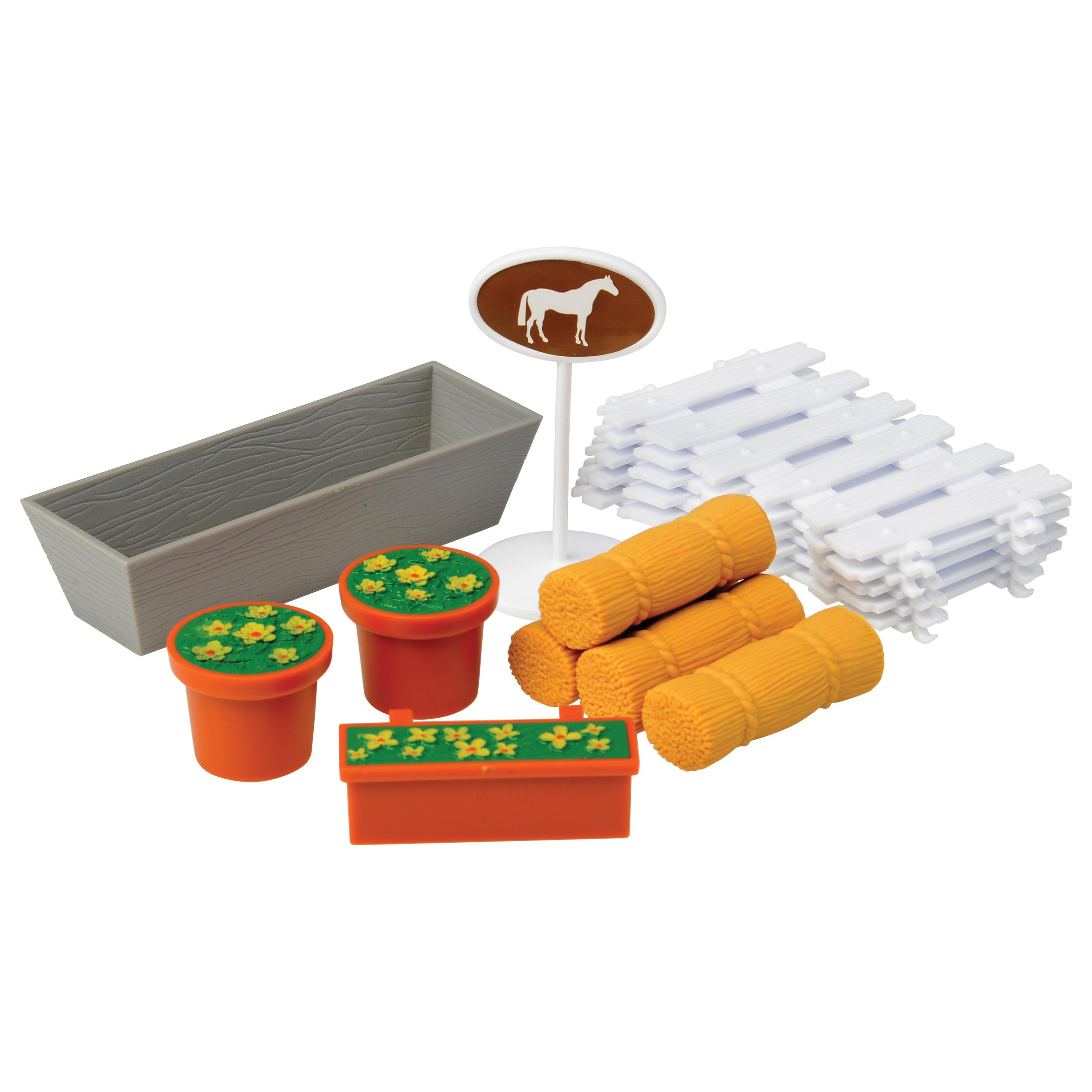 Deluxe Horse Stable Play Set | 4 Horses, 4 Ponies, White Corral & Accessories