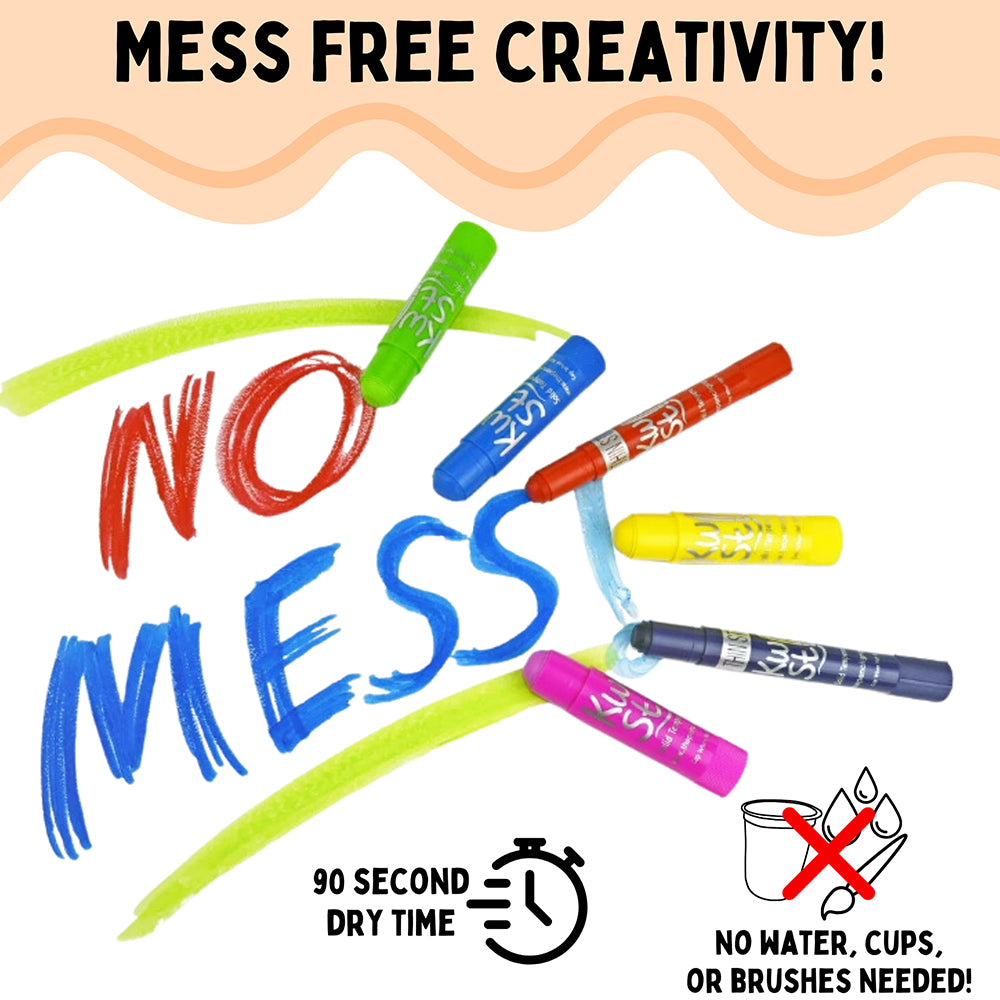 Mess Free Info Graph for Kwik Stix ThinStix No-Mess Tempera Paint Set | 12 Classic Colors