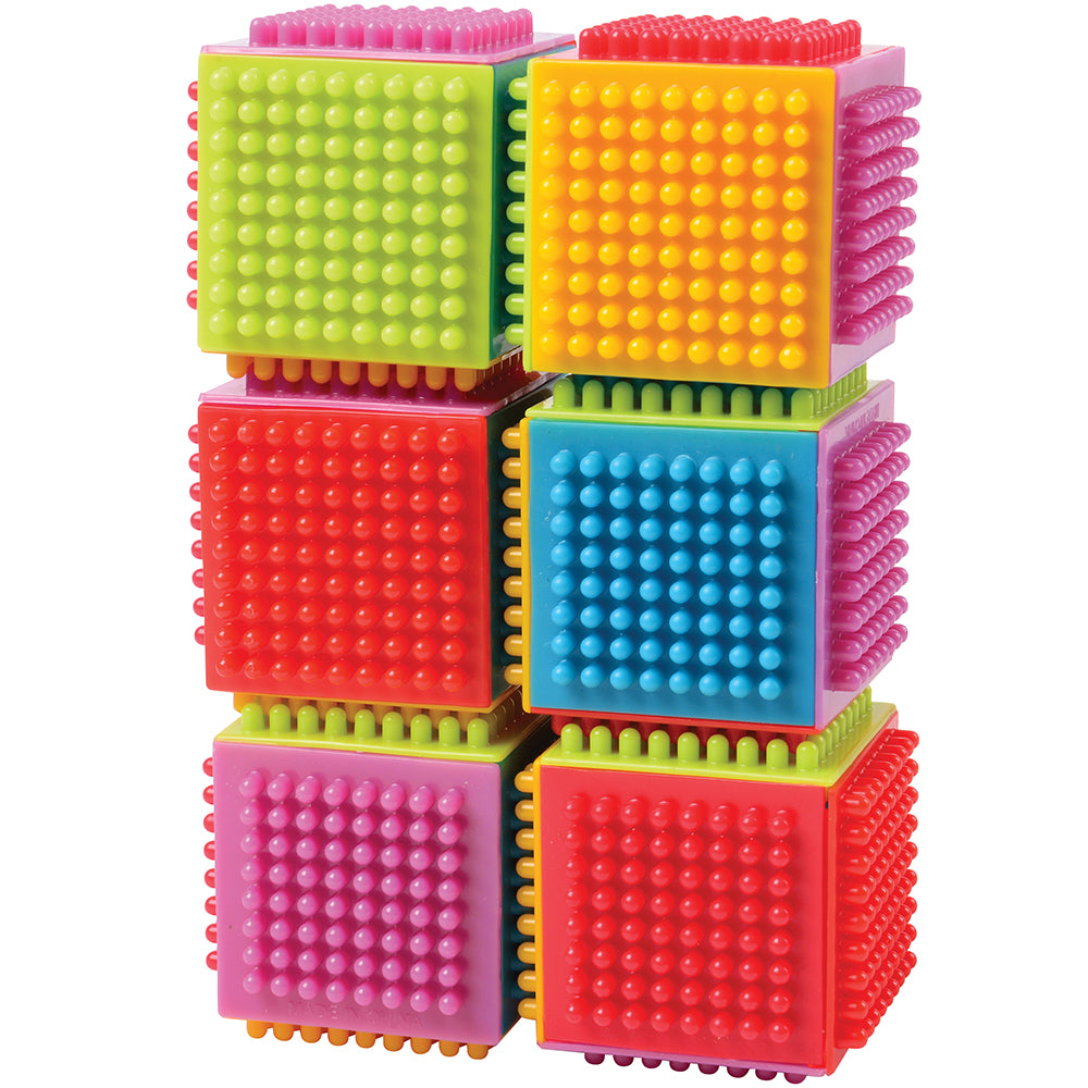 Close-up of Interlocking Bristle Blocks for Toddlers