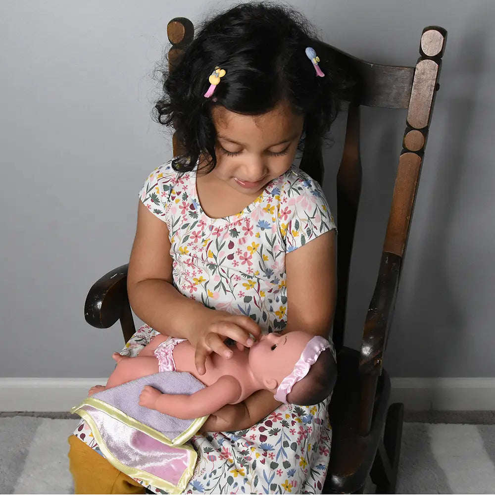 Kid Playing With Ultra-Soft & Realistic Tender Touch Hispanic Baby Doll