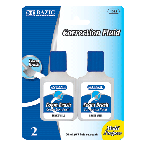 Correction Fluid with Foam Brush - 2 pk