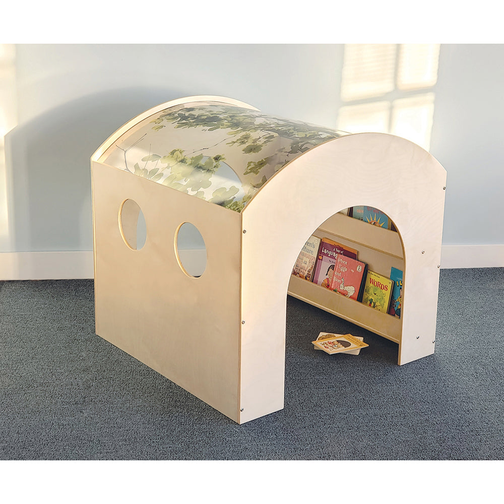 Nature View Reading Nook | Biophilic Canopy Retreat with Book Display & Easy Access in the classroom