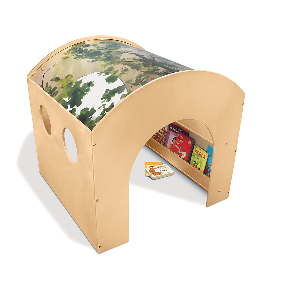 Nature View Reading Nook | Biophilic Canopy Retreat with Book Display & Easy Access