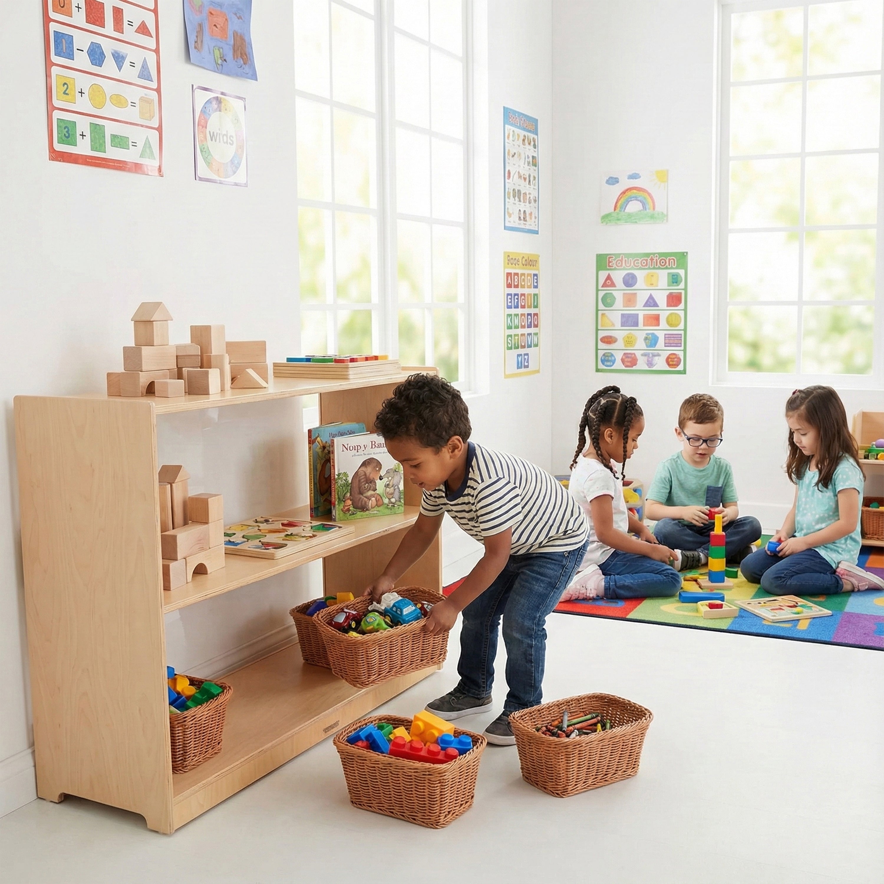 30" Baltic Birch Shelf with Plexi Glass Back | Eco-Friendly Classroom Storage