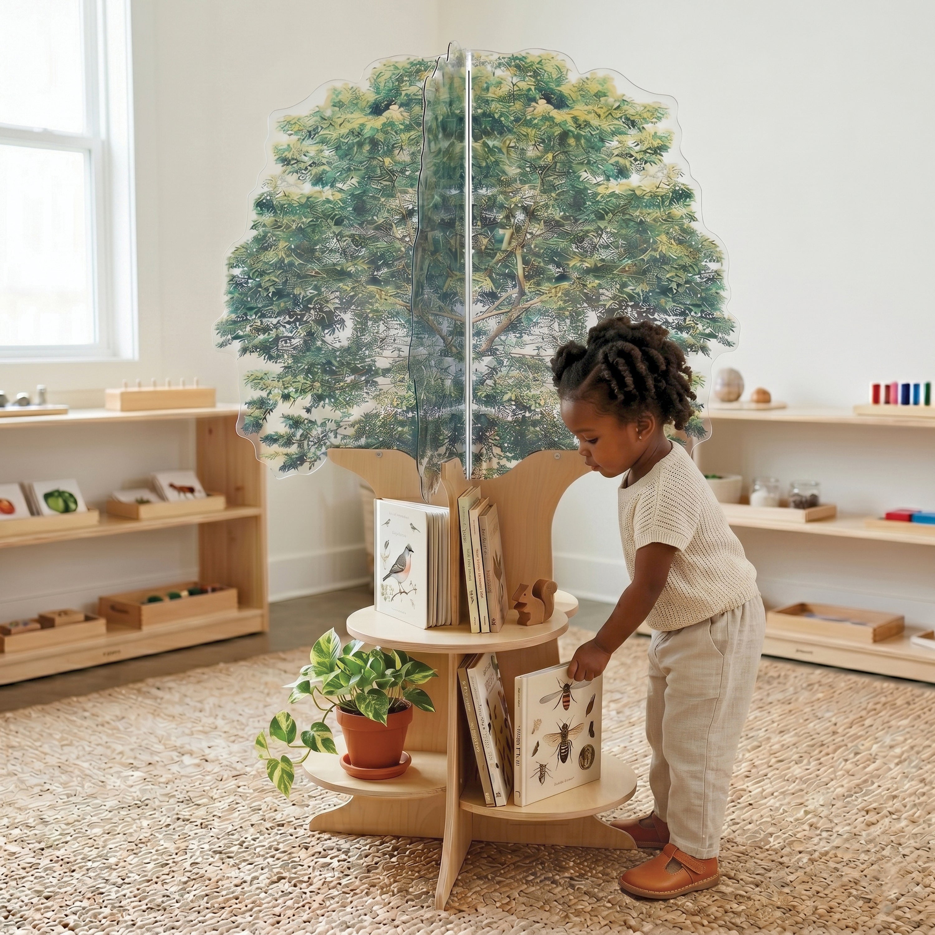Nature View Tree Book Shelf | Reversible Biophilic Acrylic Bookshelf