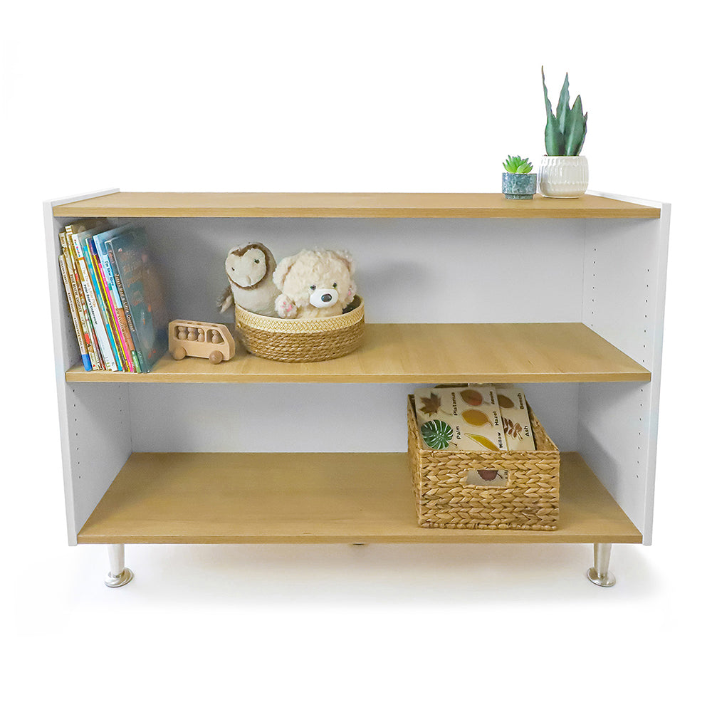 elevatED™ 33" Adjustable Shelf Cabinet | Modern White Oak Classroom Storage with Flexible Shelving