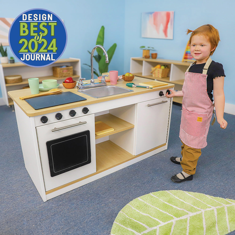 elevatED™ Kitchen Island Breakfast Bar | Modern Play Kitchen with Stove, Sink, Dishwasher & Social Seating