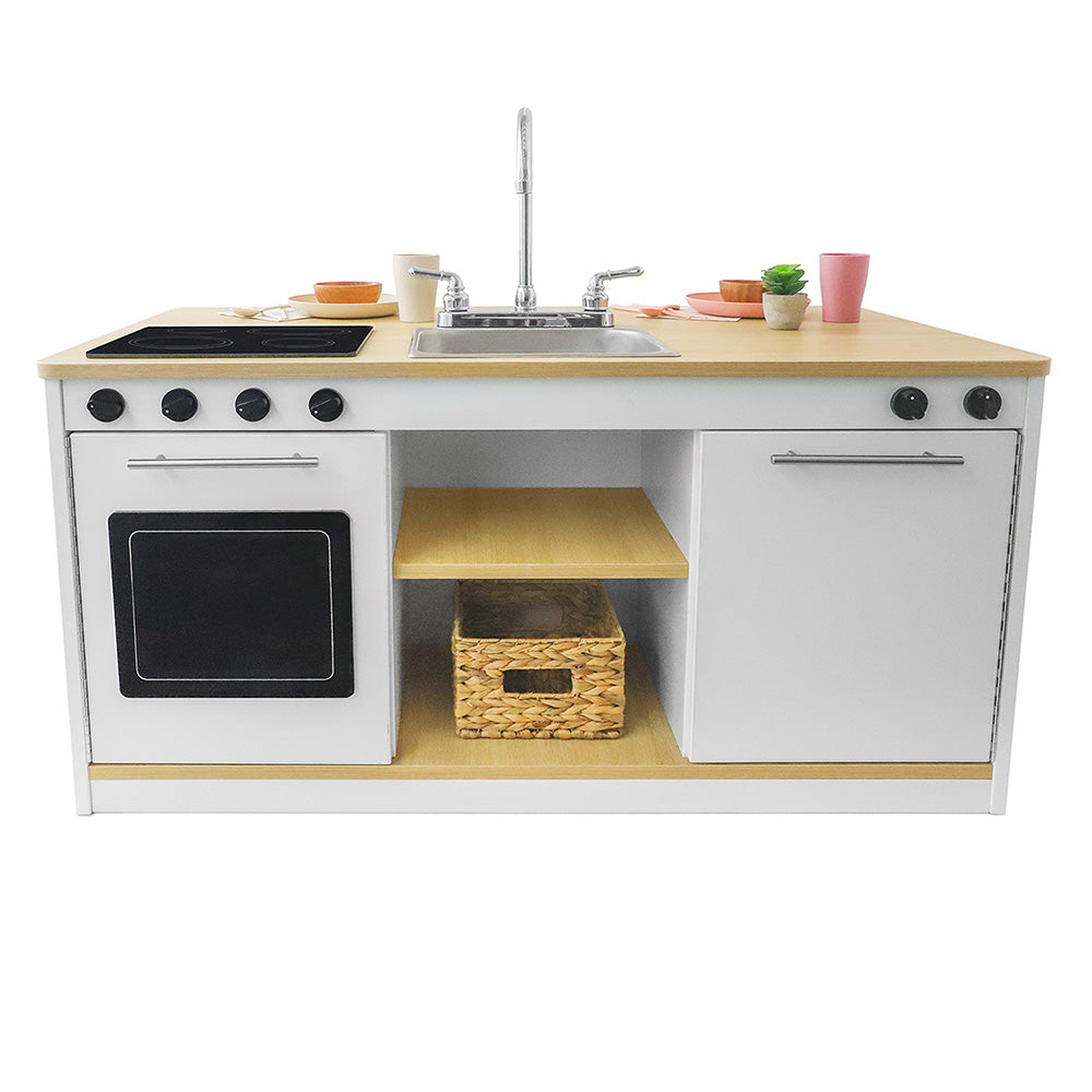 elevatED™ Kitchen Island Breakfast Bar | Modern Play Kitchen with Stove, Sink, Dishwasher & Social Seating