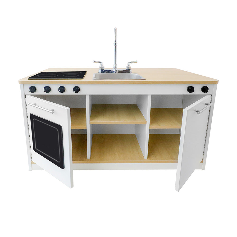 elevatED™ Kitchen Island Breakfast Bar with opening cabinet doors
