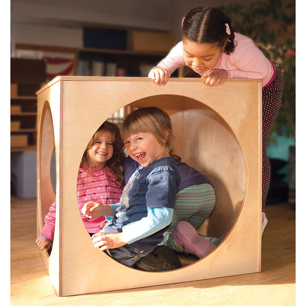 Kids Interacting with Hide Away Cube in the Classroom