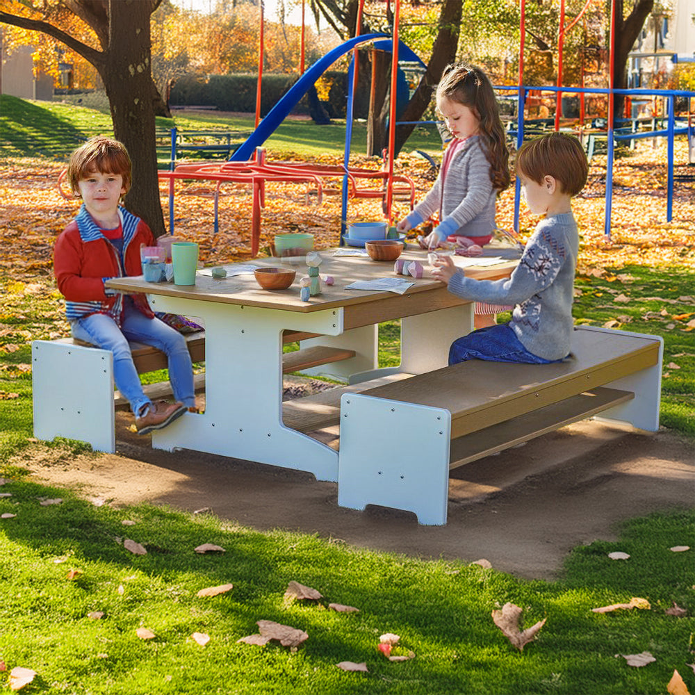 outdoorED™ Table And Two Benches Set | Weather-Resistant Outdoor Classroom Seating & Activity Table