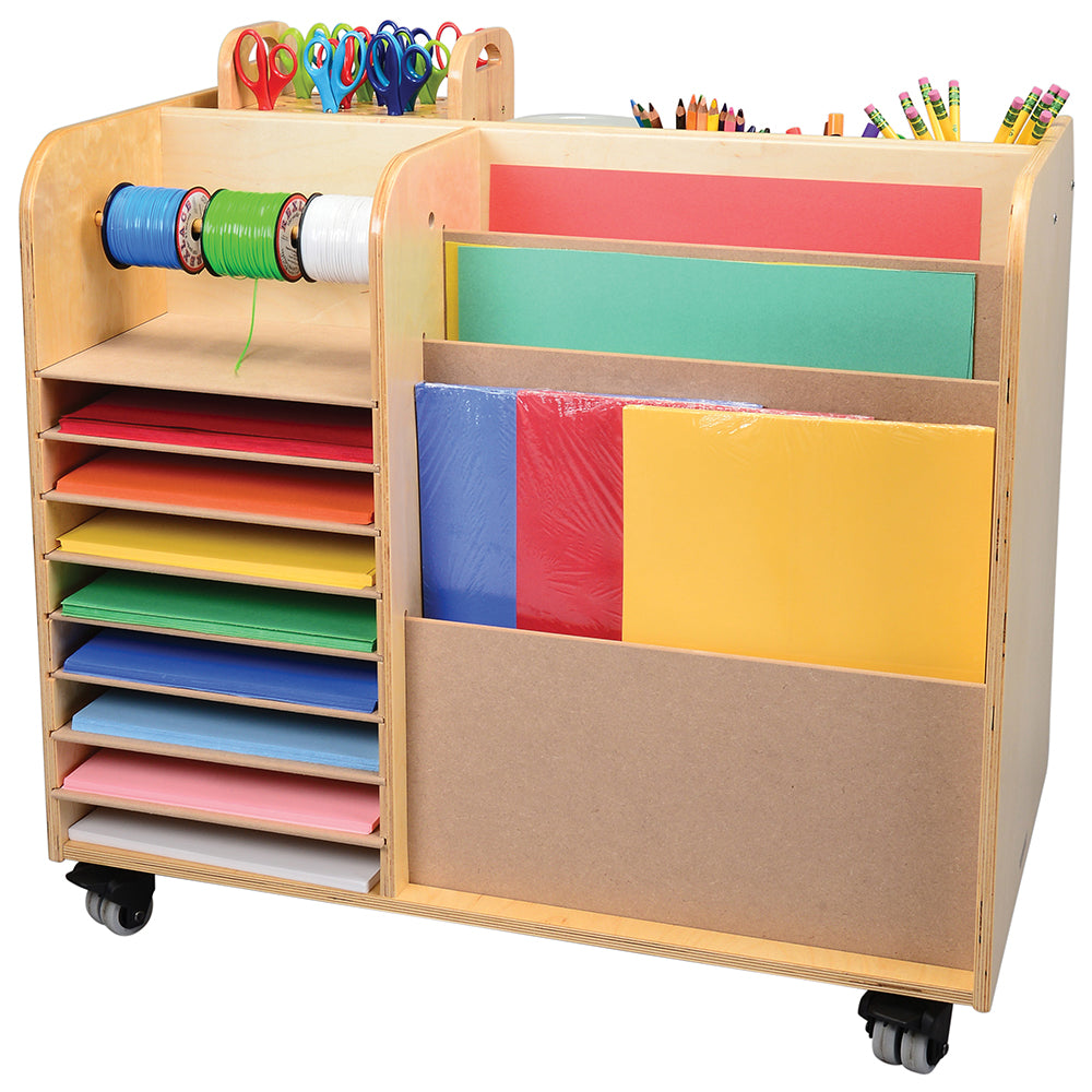 Hardwood Mobile Art Supplies Cart