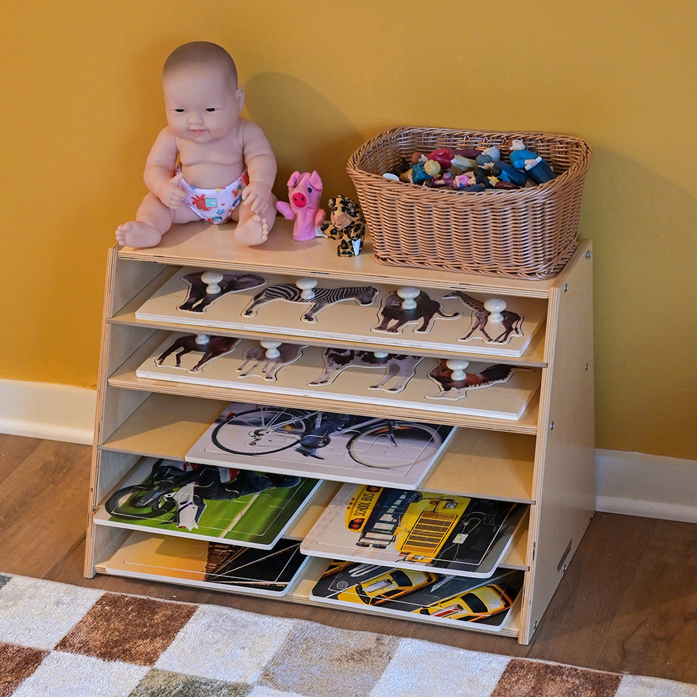 Multi-Level Puzzle Storage Station Pictured in the classroom