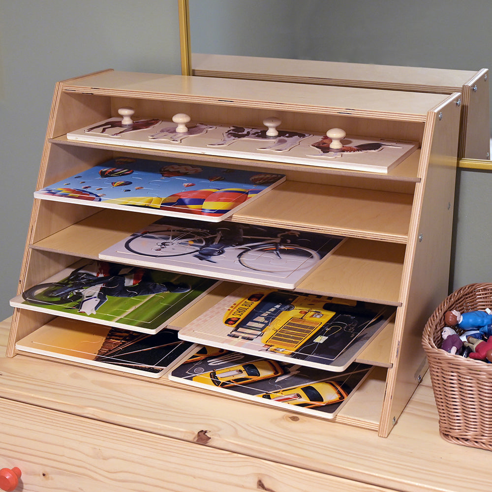 Multi-Level Puzzle Storage Station Pictured in the classroom