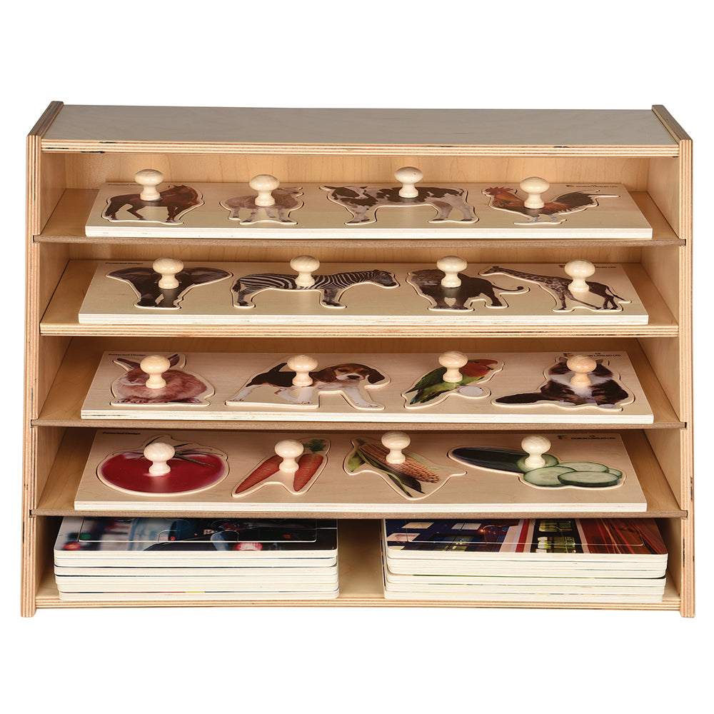 Multi-Level Puzzle Storage Station | Extra Wide Wooden Organizer for Puzzles