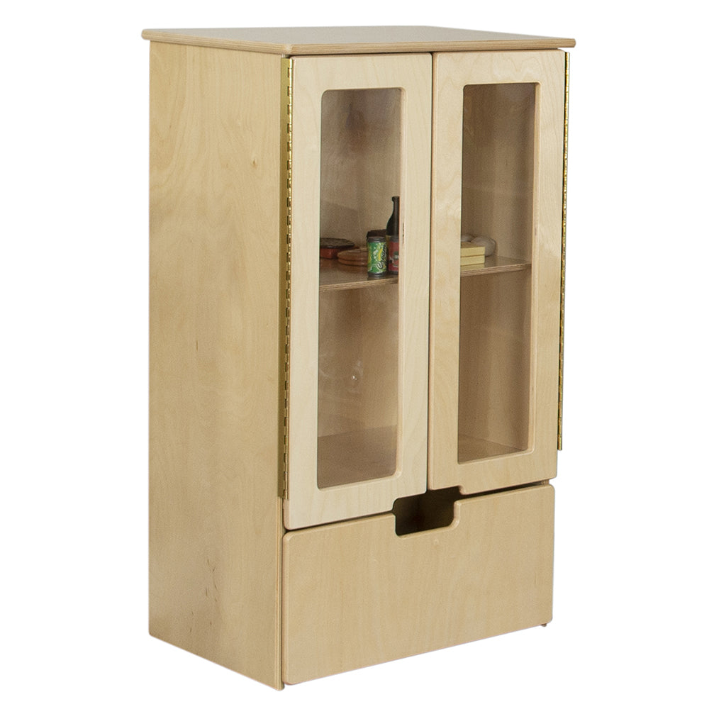 Kid-Sized Cottage-Style Toy Refrigerator with Closed Cabinet Doors